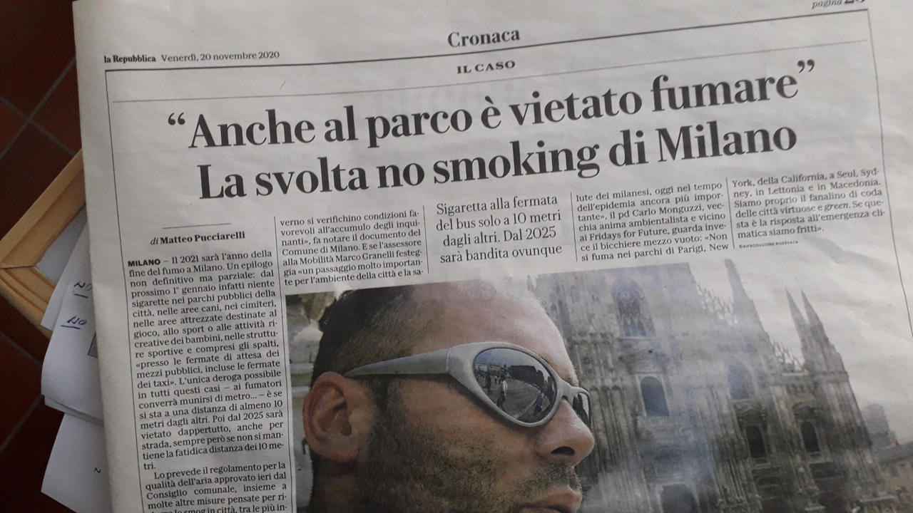 Milano capitale d’Italia: per migliorare la qualità dell’aria, verso l’eliminazione del fumo in città