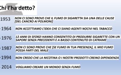 Decenni di bugie dimostrano che non ci si può fidare delle aziende del tabacco